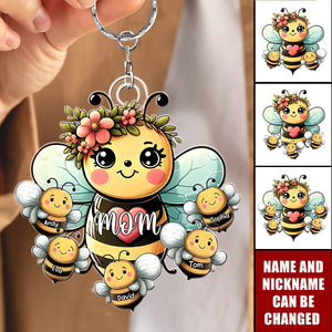 Fills Lives With Sweetness – Personalized Bees Keychain, Gift For Mom, Grandma, Family Members