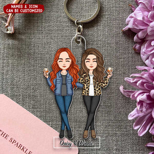 Best Friends Drink Together Personalized Acrylic Keychain