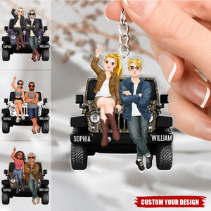 Crazy Off-road Couple Personalized Acrylic Keychain, Gift For Off-road Lovers