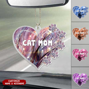 Lovely Heart Pet Mom Dad Personalized One-Side Acrylic Ornament