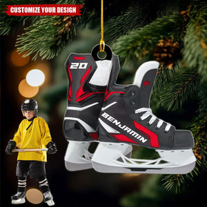 Ice Hockey Skates - Personalized Acrylic Christmas Ornament, Gift For Hockey Lovers