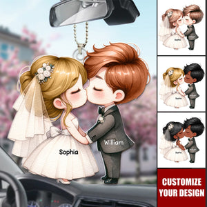 Couple Wedding Kissing - Personalized Car Ornament