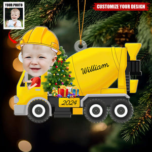 Child's Toy Truck - Personalized Acrylic Photo Ornament, Christmas Gifts for Kids