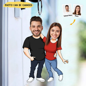 Hubby & Wifey - Personalized Photo Matching Keychain