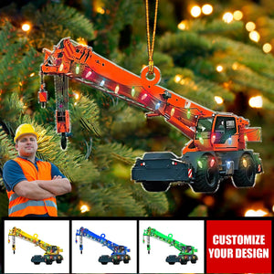 Personalized Crane Vehicles Ornament - Heavy Equipment Operator Ornament