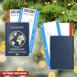 Honeymoon Vacation Custom Passport Travel - Personalized Acrylic Christmas Ornament