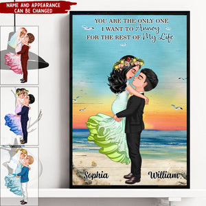 Personalized Married Engaged Doll Couple Kissing Hugging Poster