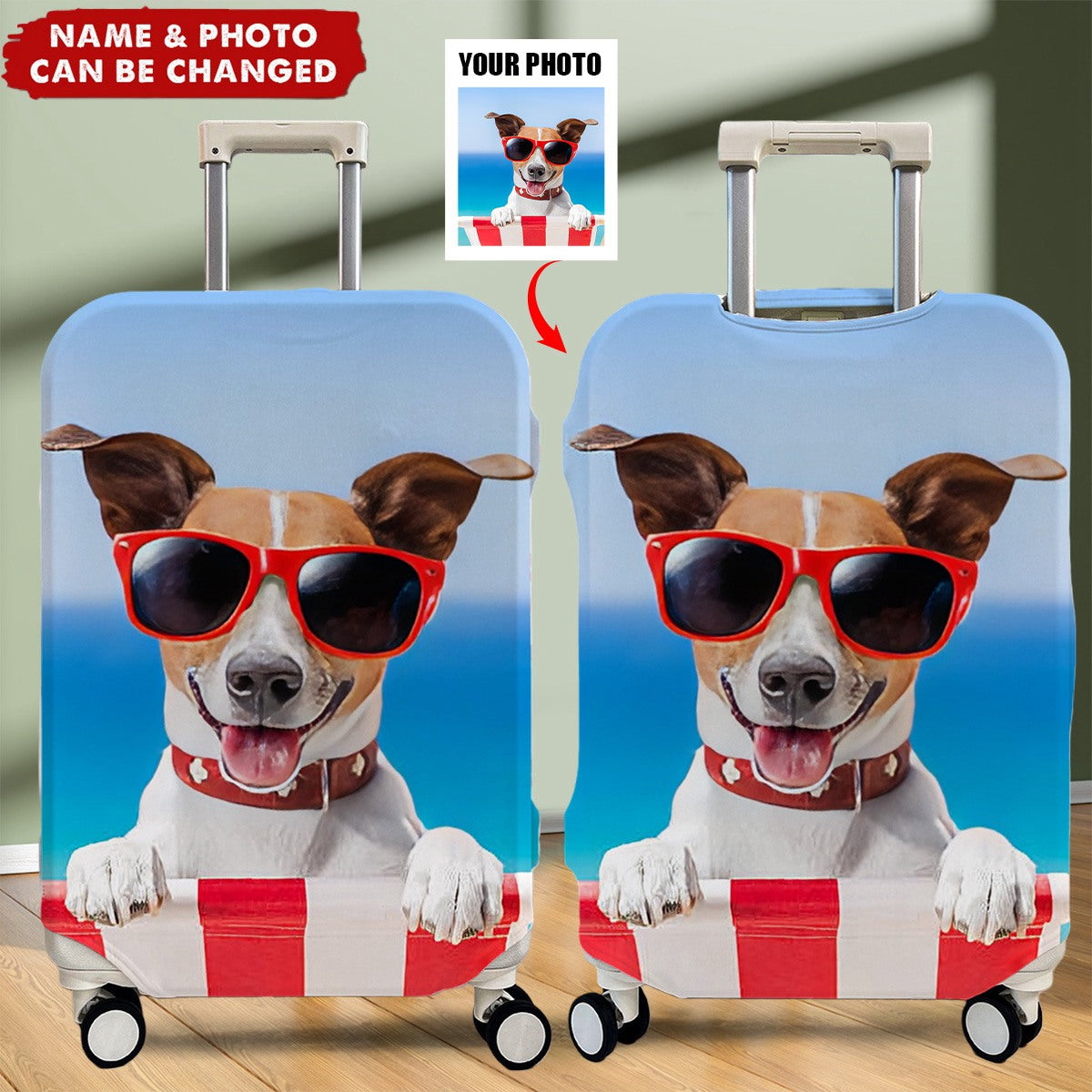 Custom Funny Photo For Friends Family Vacation Traveling - Personalized Photo Luggage Cover