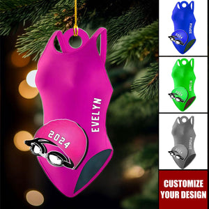 Custom Shaped Swimmer Accessories Ornament - Personalized Acrylic Ornament, Gift For Swimming Lovers