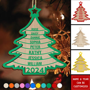 Family Christmas Tree - Personalized 2-Layered Wooden Ornament