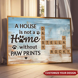 Home With Paw Prints Pet Crossword Puzzle Art Personalized Poster