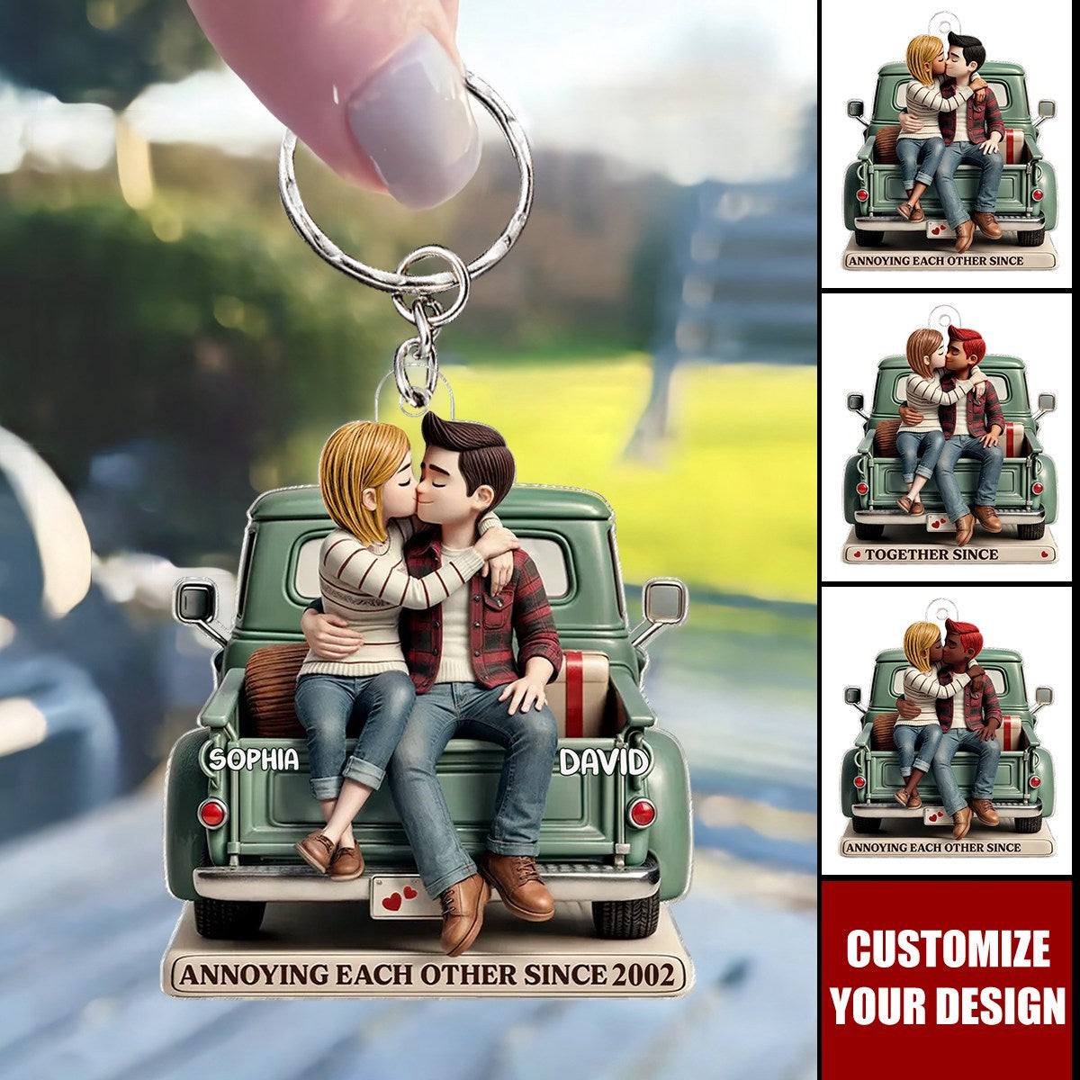 Couple On Truck Personalized Acrylic Keychain, Heartfelt Gift For Couple