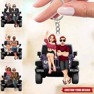 Crazy Off-road Couple Personalized Acrylic Keychain, Gift For Off-road Lovers