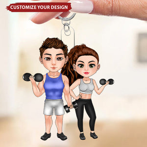 Gym Couple - Personalized Couples Keychain - Gift For Gym Couple