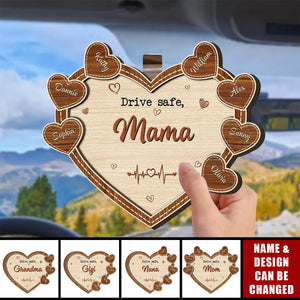 Drive Safe, Grandma We Love You - Personalized Wooden Car Visor Clip