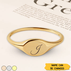 Custom Oval Signet Ring - Dainty Engraved Ring - Personalized Ring