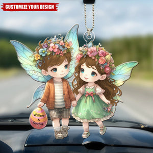 Easter Cute Doll Couple - Personalized Acrylic Car Ornament