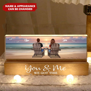 Eternal Sunset Beach Couple Personalized Acrylic Block LED Night Light