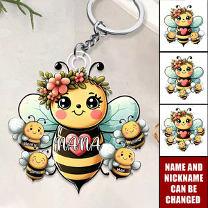 Fills Lives With Sweetness – Personalized Bees Keychain, Gift For Mom, Grandma, Family Members