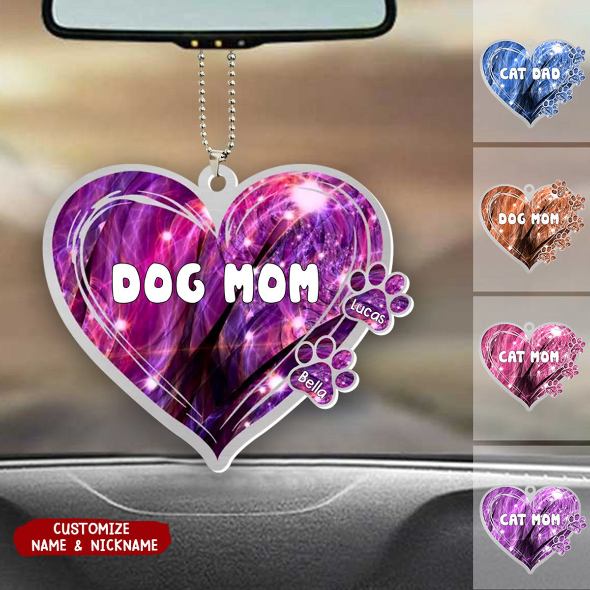 Lovely Heart Pet Mom Dad Personalized One-Side Acrylic Ornament