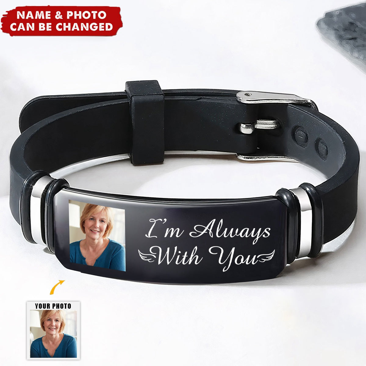 I Am Always With You Custom Photo - Personalized Photo Bracelet