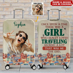 A Girl Loves Traveling- Personalized Photo Luggage Cover