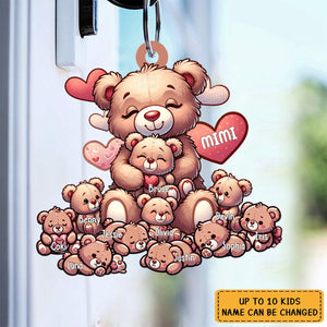 Grandma Bear With Cute Grandkids Personalized Keychain