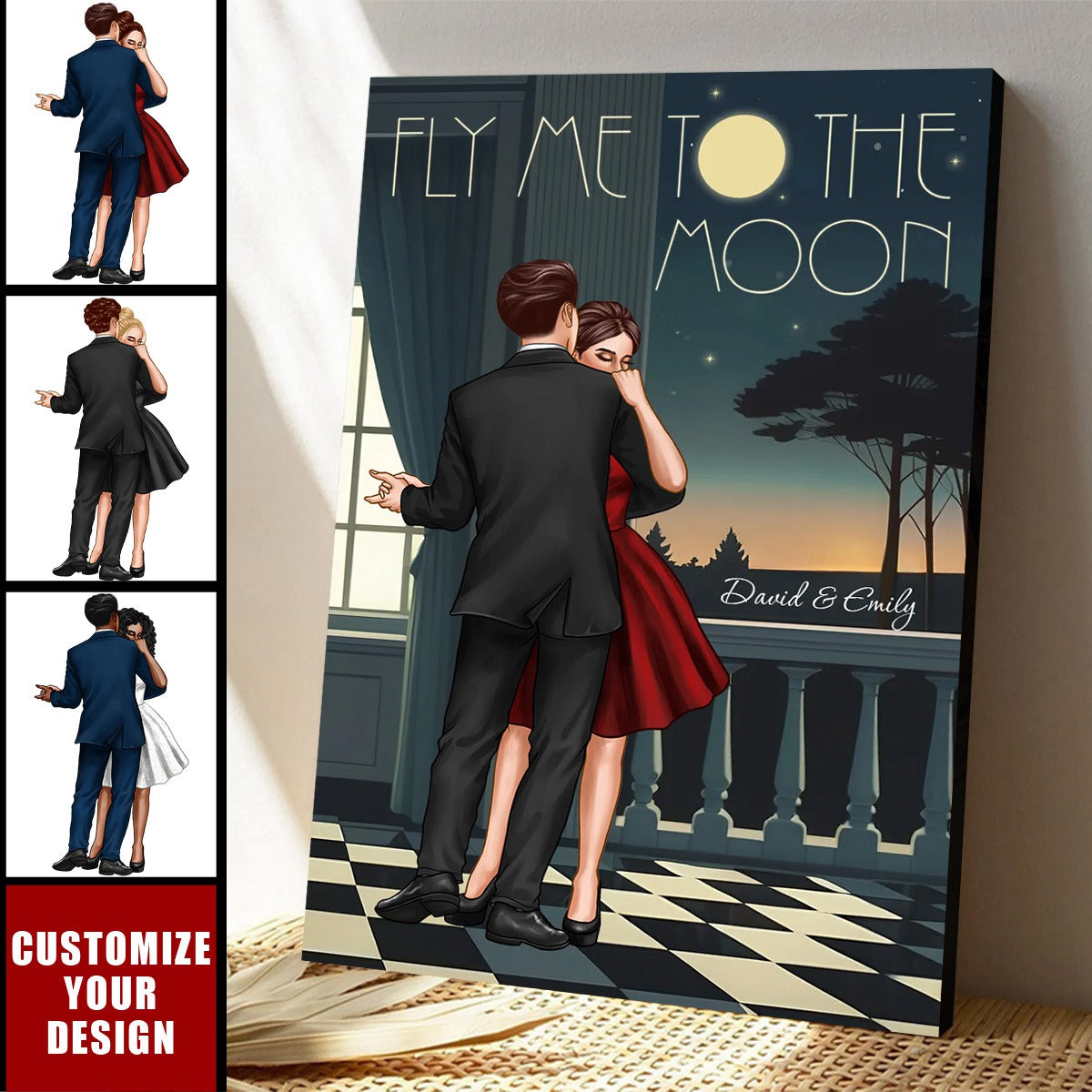 Couple Dancing In Moonlight Couple Anniversary Gift Personalized Poster