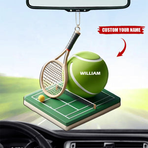 Personalized Tennis Court Car Ornament, Sport Lover Gift