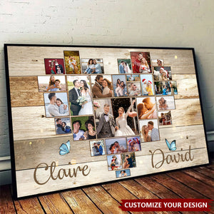 Custom Heart Photo Collage Poster - Personalized Anniversary Gift For Couples