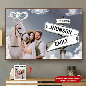 Personalized Couple Street Sign Custom Photo Name And Date Poster