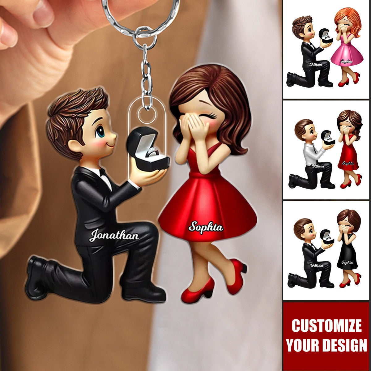 Newly Engaged Gift She Said Yes Personalized Acrylic Keychain