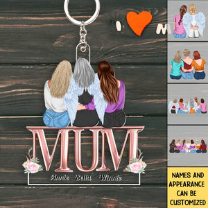 Mom And Her Baby Girls - Personalized Acrylic Keychain