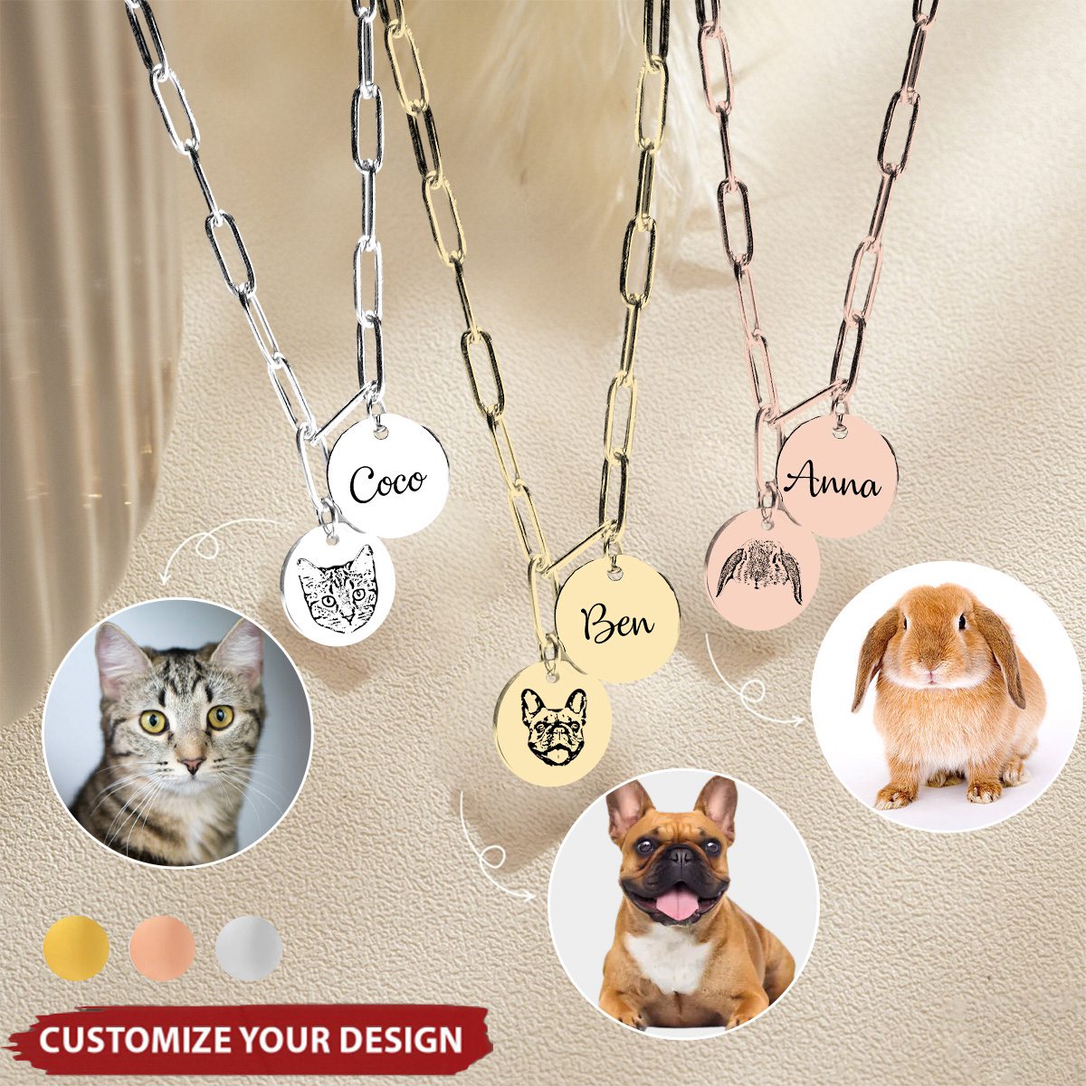 Pet Memorial Gifts - Personalized Necklace For Kids Cat Mom Dog Pet