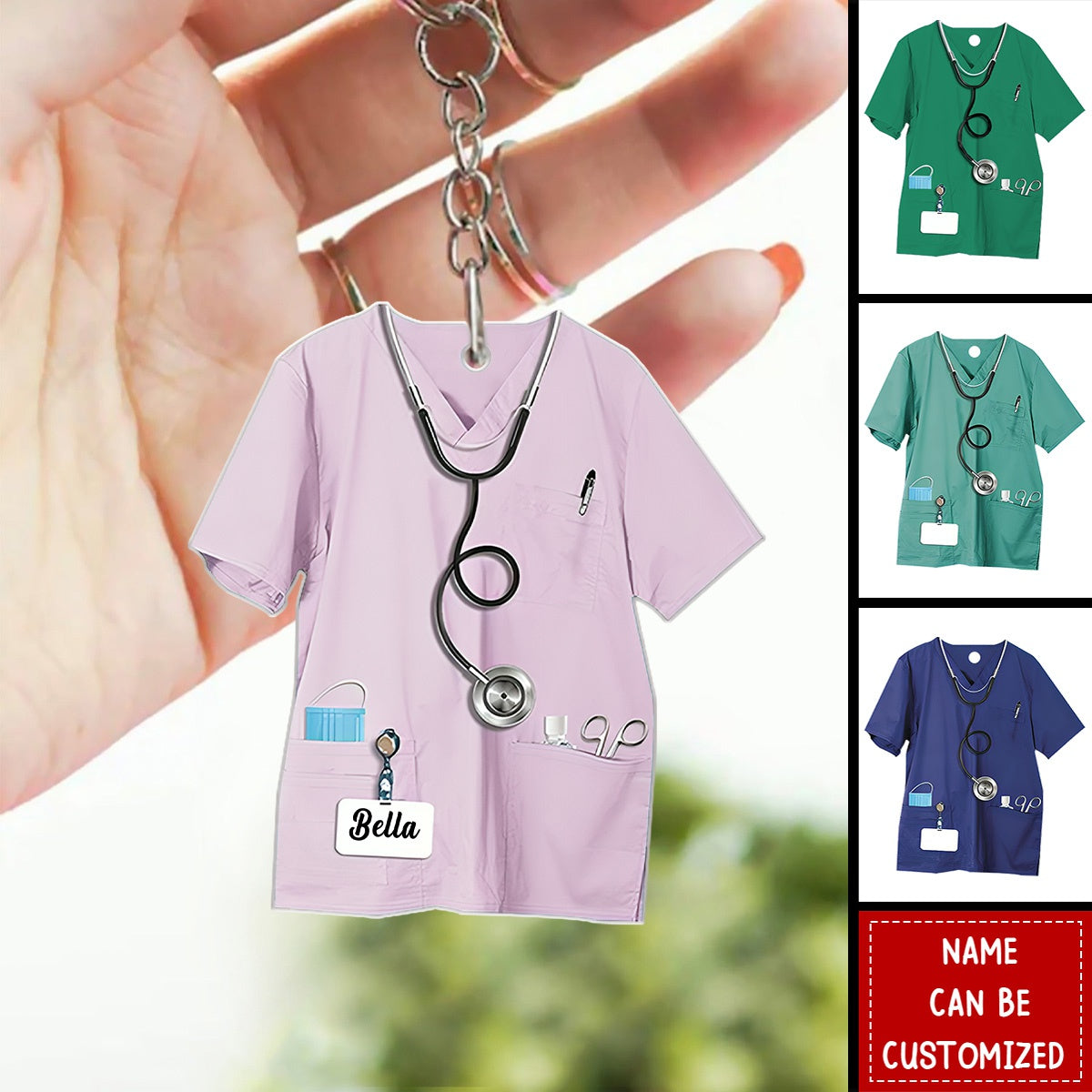 Nurse Uniform Personalized Acrylic Keychain, Gift For Nurses