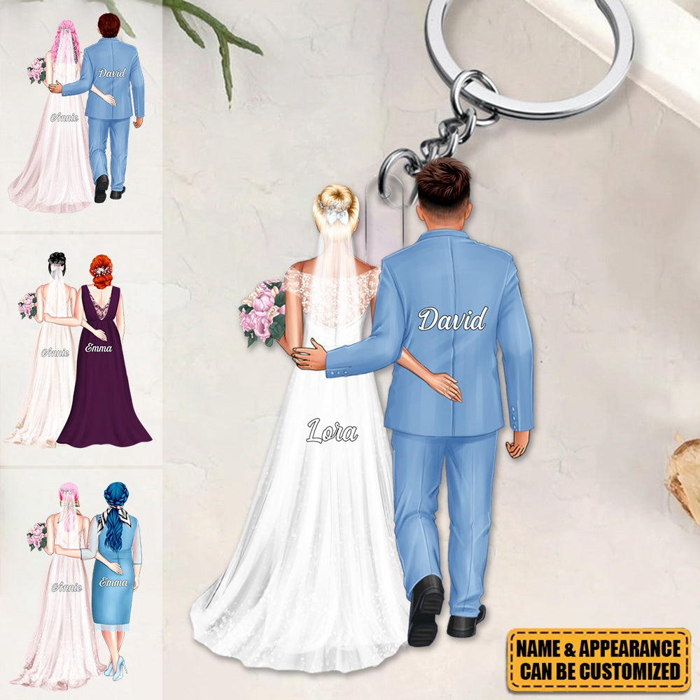 Wedding Couple, Personalized Acrylic Keychain, Valentine Gifts, Couple Gifts