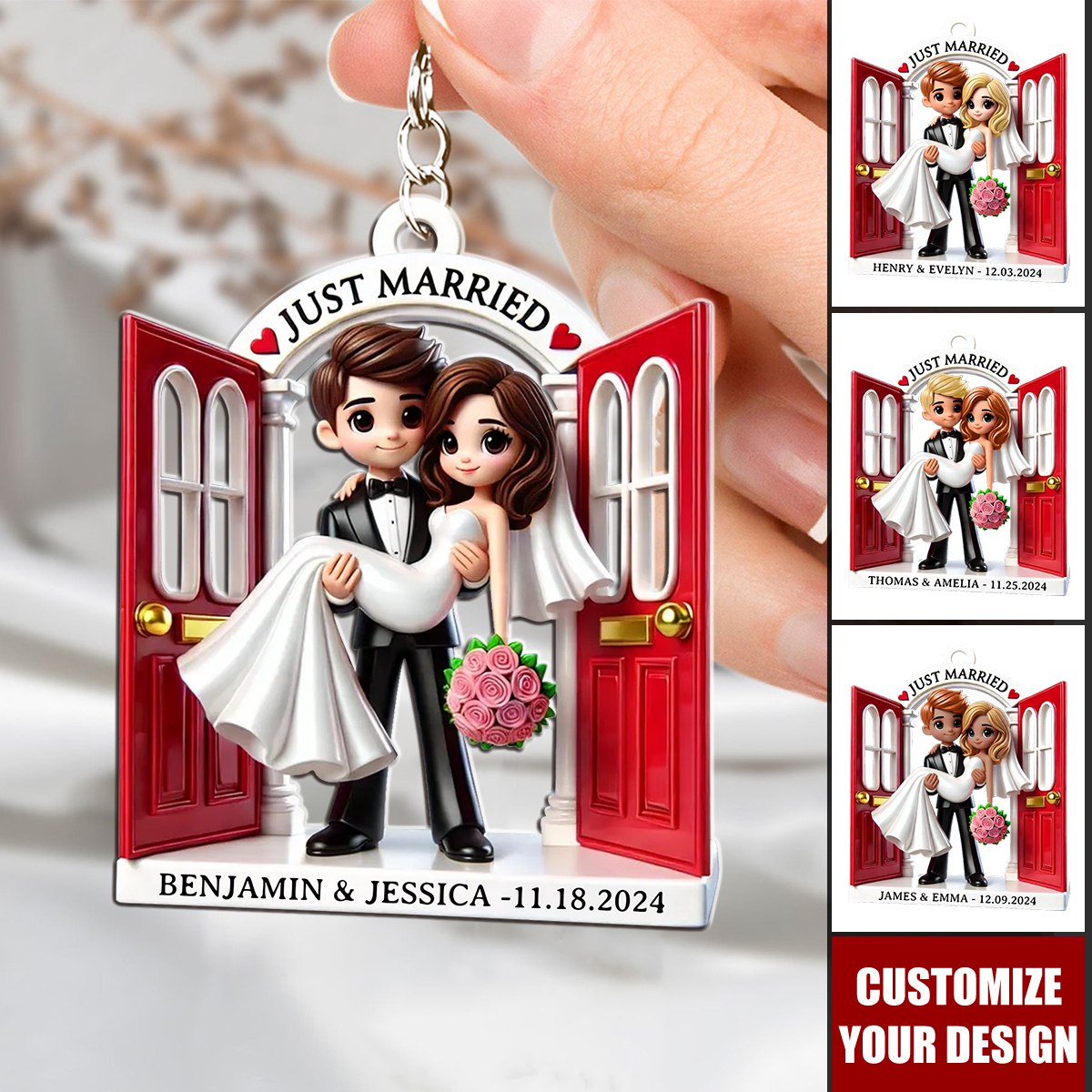 Wedding Couple Threshold - Personalized Acrylic Keychain, Gift For MR. & MRS.