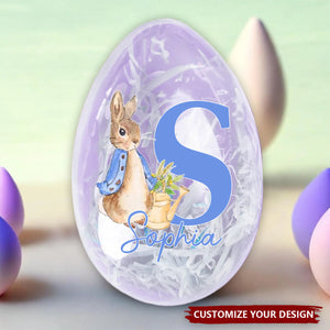 Personalized Cute Rabbit Bunny Initial Fillable Jumbo Easter Egg