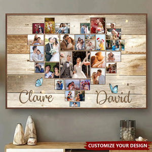 Custom Heart Photo Collage Poster - Personalized Anniversary Gift For Couples