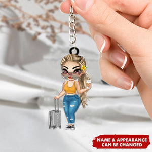 Personalized Summer Travel Is My Therapy Girl Keychain