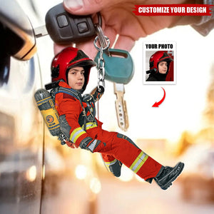 Firefighter Hanging - Personalized Acrylic Keychain, Gift for Firefighter