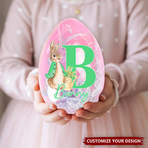 Personalized Cute Rabbit Bunny Initial Fillable Jumbo Easter Egg