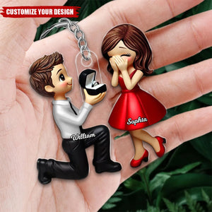 Newly Engaged Gift She Said Yes Personalized Acrylic Keychain