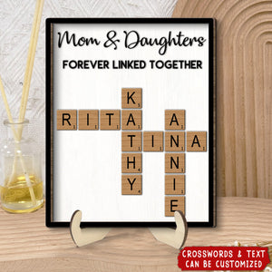 Brothers & Sisters Forever Linked Together Crossword Puzzle Art Personalized 2-Layer Wooden Plaque