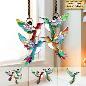 Stained Glass Hummingbirds - Personalized Window Hanging Suncatcher Ornament