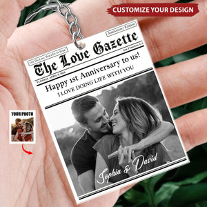 Custom Photo Couple Anniversary Newspaper - Personalized Keychain