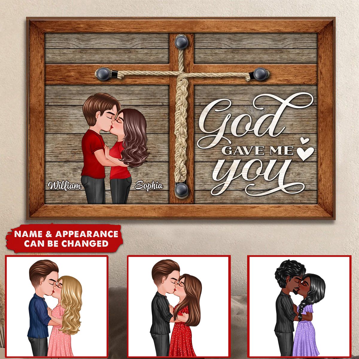 God Gave Me You Kissing Couple Gift For Him Her Personalized Poster