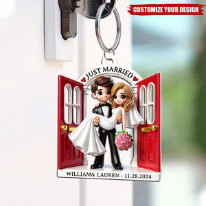 Wedding Couple Threshold - Personalized Acrylic Keychain, Gift For MR. & MRS.