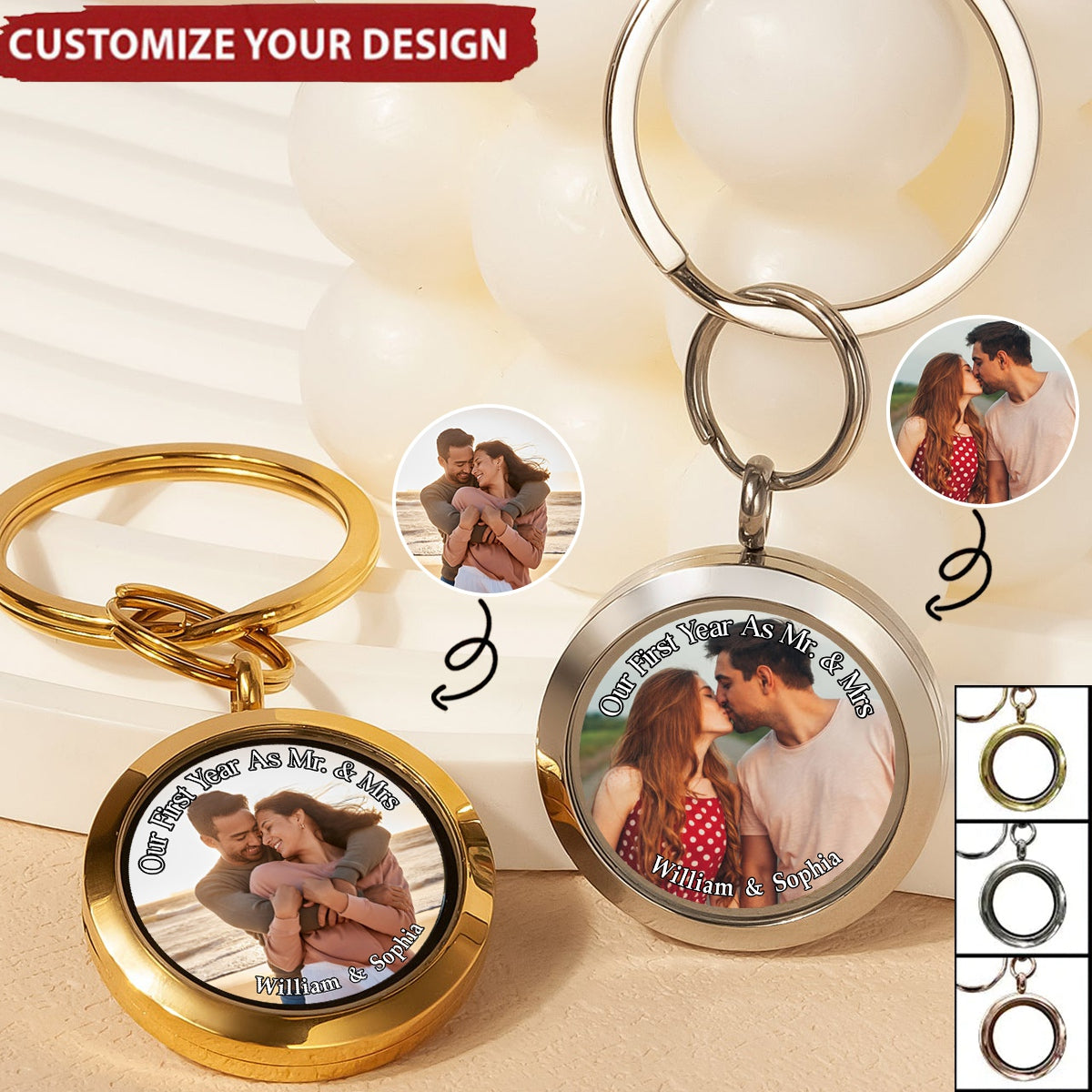 Custom Photo Our First Year - Personalized Keepsake Keychain