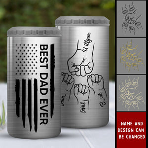 Best Dad Papa Grandpa Ever Fist Bump Outline Nation Flag Personalized Can Cooler